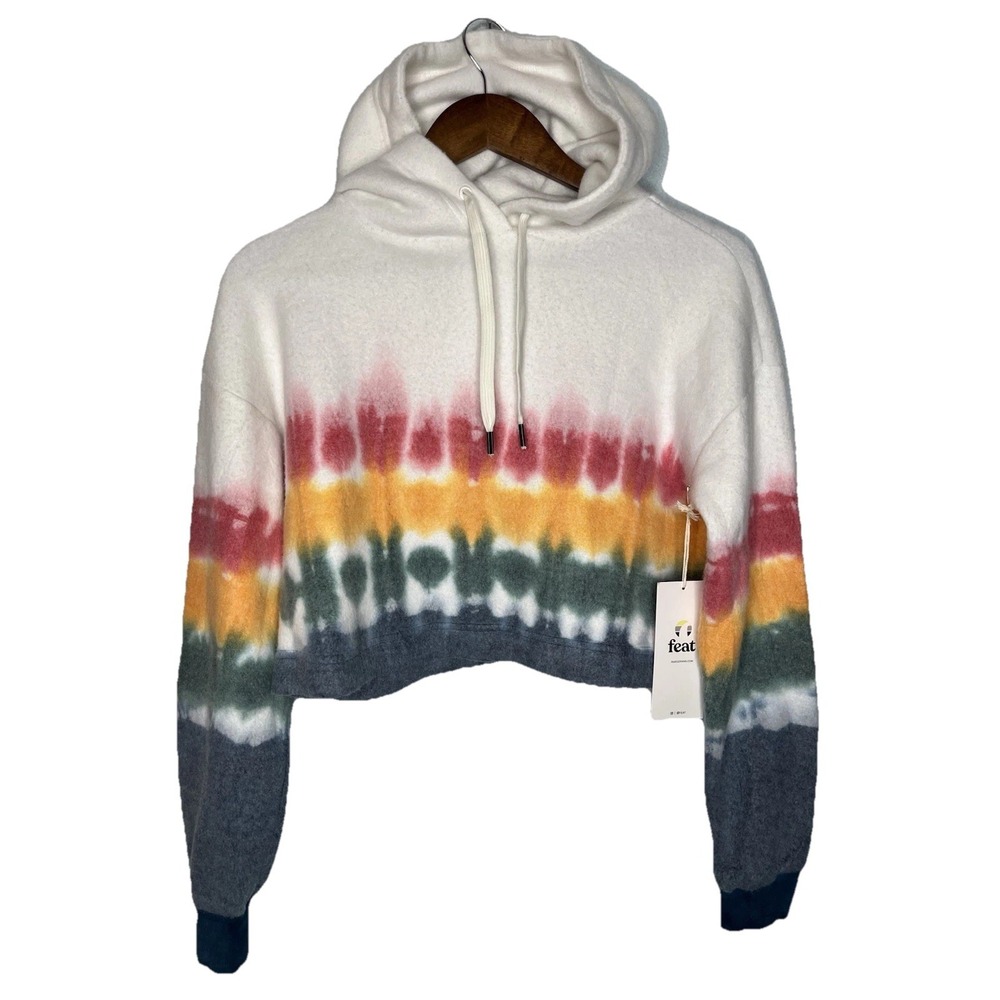NWT Feat Blanket Blend Cropped Hoodie Sunset Lover S Cozy Soft Rainbow Boho